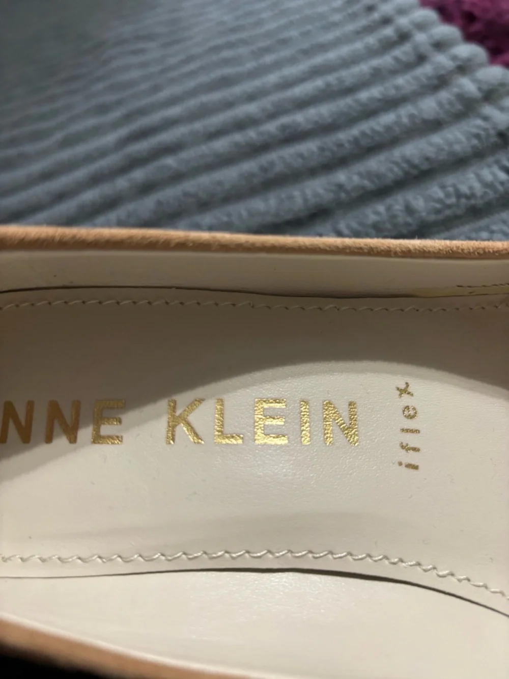 Anne Klein flex - peep-toe tan leather chunky heels size 8.5 - Picture 12 of 13